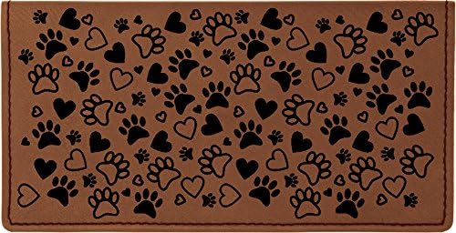 HOTCAROUSELCHECKS Paw Prints Laser Engraved Leatherette Checkbook Cover