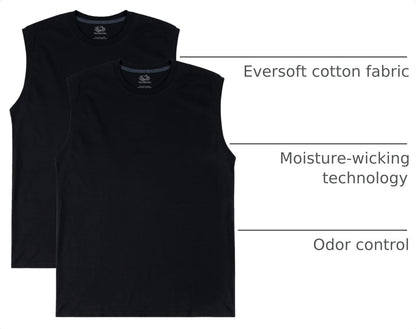 HOTFruit of the Loom Men's Eversoft Cotton Sleeveless T Shirts, Breathable & Moisture Wicking with Odor Control, Sizes S-4X