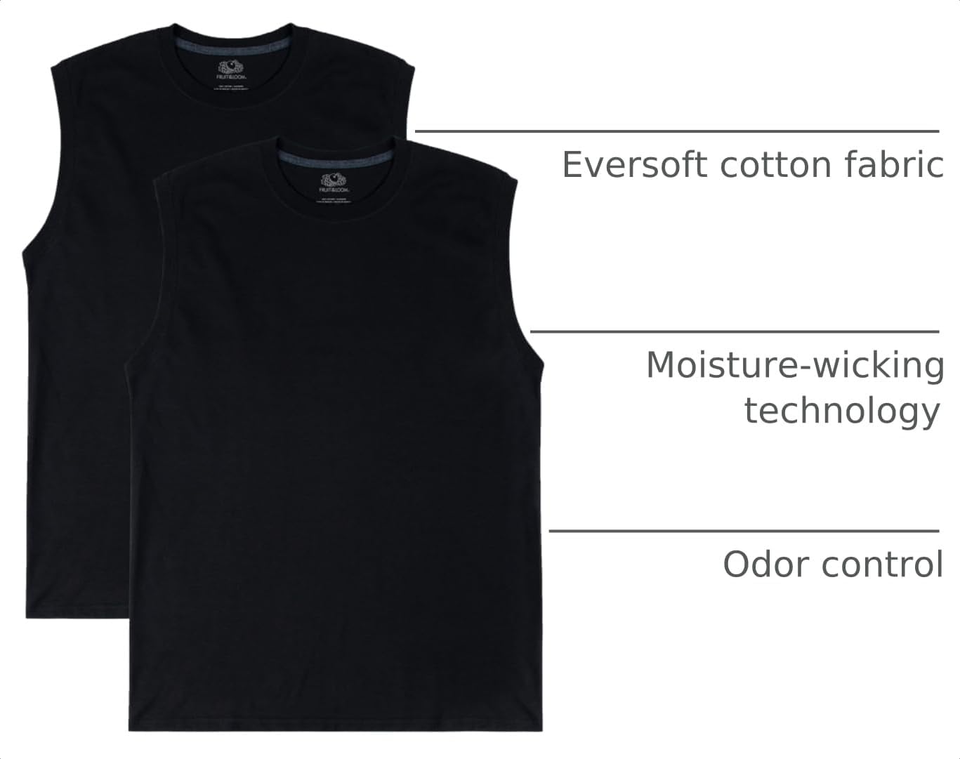 HOTFruit of the Loom Men's Eversoft Cotton Sleeveless T Shirts, Breathable & Moisture Wicking with Odor Control, Sizes S-4X