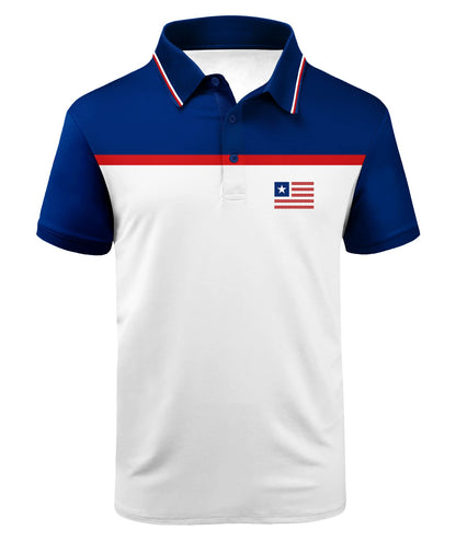 HOTV VALANCH Mens American Falg Polo Shirts Short Sleeve Performance Patriotic Shirt Funny Golf Shirt