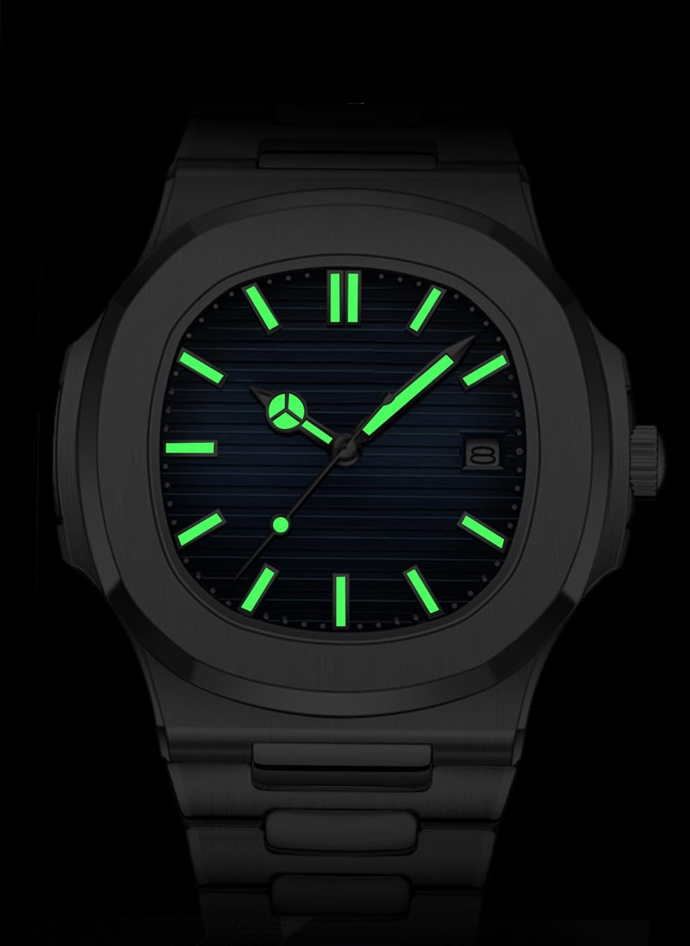 HOTBESTKANG Men Quartz Movement Watch Waterproof Luminous Men's Watch, Stainless Steel Strap Business Watches