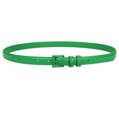 HOTSUOSDEY Women Skinny Belt for Jeans Dresses Candy Color Thin Waist Belt with Square Buckle 0.7" Width