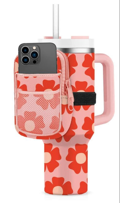 HOTKATYDID Tumbler Zipper Pouch and Phone Holder with 3 Pockets - Compact Water Bottle Pouch for Wallet, Keys, and Phone - Premium Tumbler Accessories