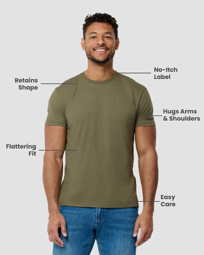 HOTMens T Shirts Soft Cotton Crew Neck Athletic Fit Casual Tees S-4XL | Soft cotton blend casual tee shirts with 4-way stretch - tag-free athletic fit for gym, work & casual wear. A go-to gift.