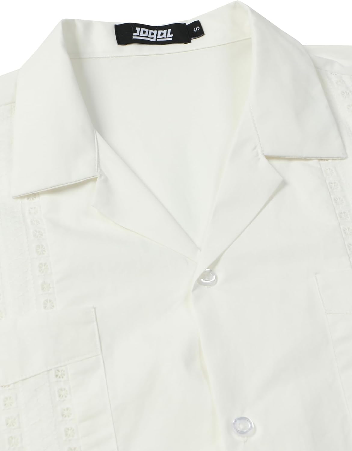 HOTJOGAL Mens Guayabera Shirts Cuban Short Sleeve Casual Button Down Beach Shirt