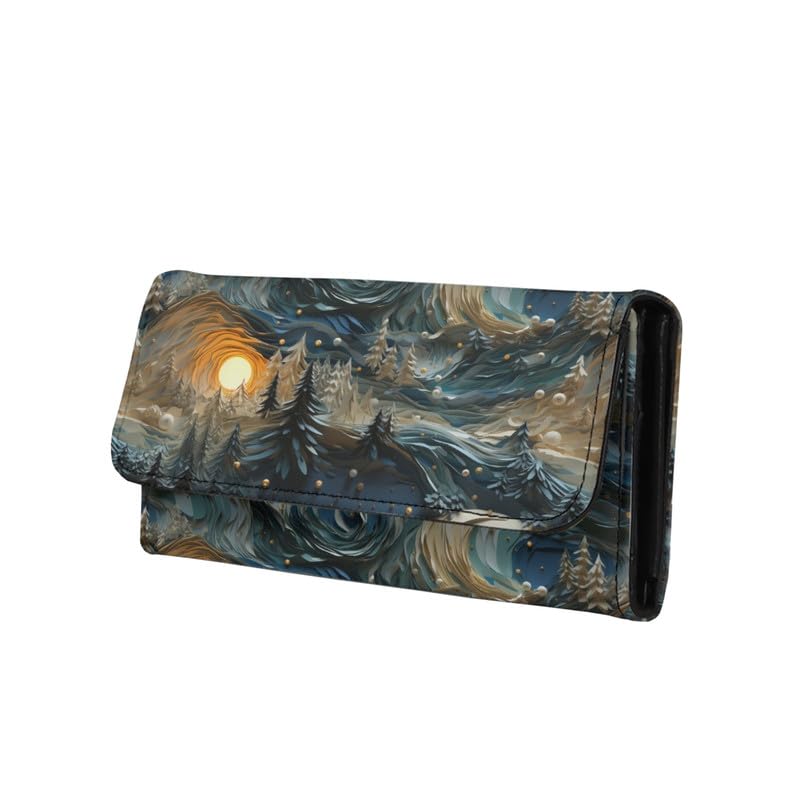 HOTTie Dye Color Slim Long Wallet for Women Hippie Style Colorful Zipper Coin Purse Card Holder, Tie-dye Rainbow Extra Capacity PU Leather Checkbook Wallet with ID Window