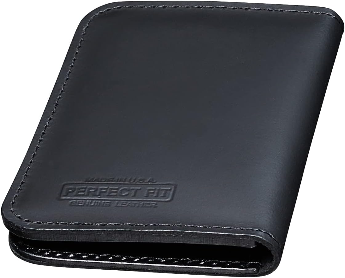 HOTPerfect Fit Shield Wallets 7 Point Star San Francisco Corrections Arizona | Style Badge and ID Case Bi-Fold Hidden Badge Wallet (Cutout PF-382) Black Leather