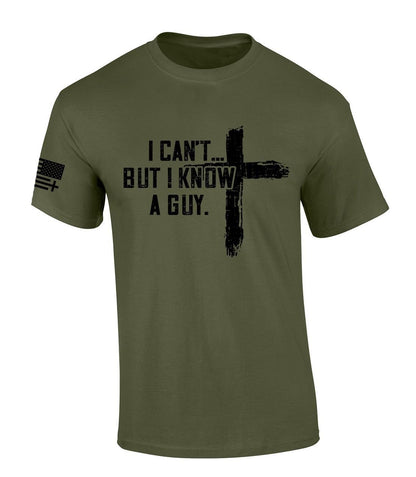 HOTTrenz Shirt Company Men's Christian Tshirt I Can't But I Know A Guy Cross Short Sleeve T-Shirt