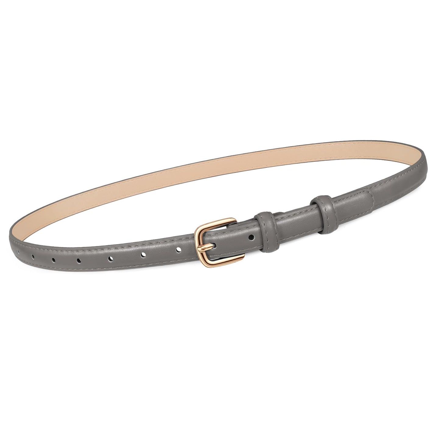HOTJASGOOD Women Skinny Faux Leather Belt Thin Waist Belt for Women Jeans Dress Fashion Ladies Belt with Gold Buckle,21 Colors