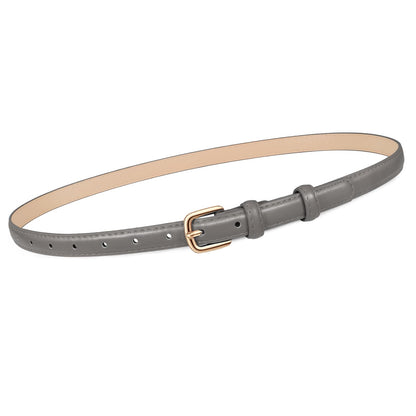 HOTJASGOOD Women Skinny Faux Leather Belt Thin Waist Belt for Women Jeans Dress Fashion Ladies Belt with Gold Buckle,21 Colors