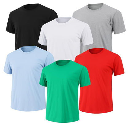 HOT6-Pack Bulk Men’s T-Shirts – Soft Pre-Shrunk Premium Cotton, Short Sleeves, Reinforced Collar, Crew Neck, Casual Fit