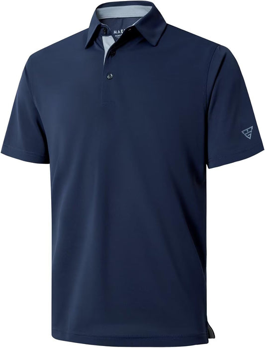 HOTMens Golf Shirt Short and Long Sleeve Moisture Wicking Dry Fit Performance Solid Casual Pique Golf Polo Shirts for Men