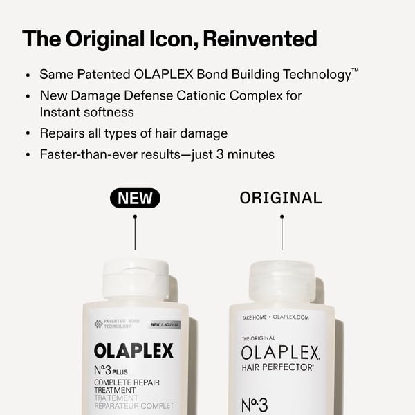 HOTOlaplex N°.3PLUS Complete Repair Treatment: 3-minute Pre-shampoo Treatment to Immediately Repair Hair Damage for Softer, Stronger Hair | For Coily, Curly, Straight, and Wavy