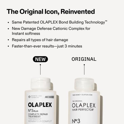 HOTOlaplex N°.3PLUS Complete Repair Treatment: 3-minute Pre-shampoo Treatment to Immediately Repair Hair Damage for Softer, Stronger Hair | For Coily, Curly, Straight, and Wavy