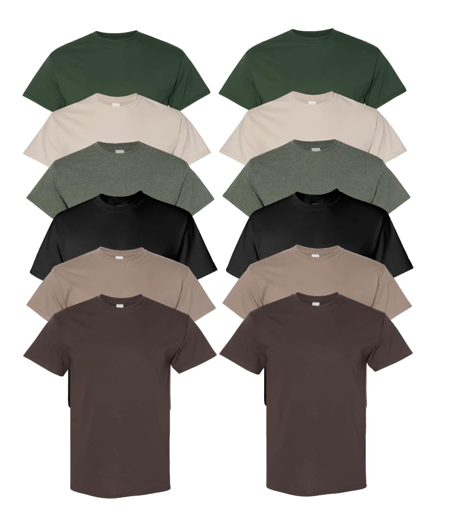 HOTEVERYDAY TEES Men's Heavy Cotton Tee (Pack of 12), Assorted Mixed Color Small to 5XL