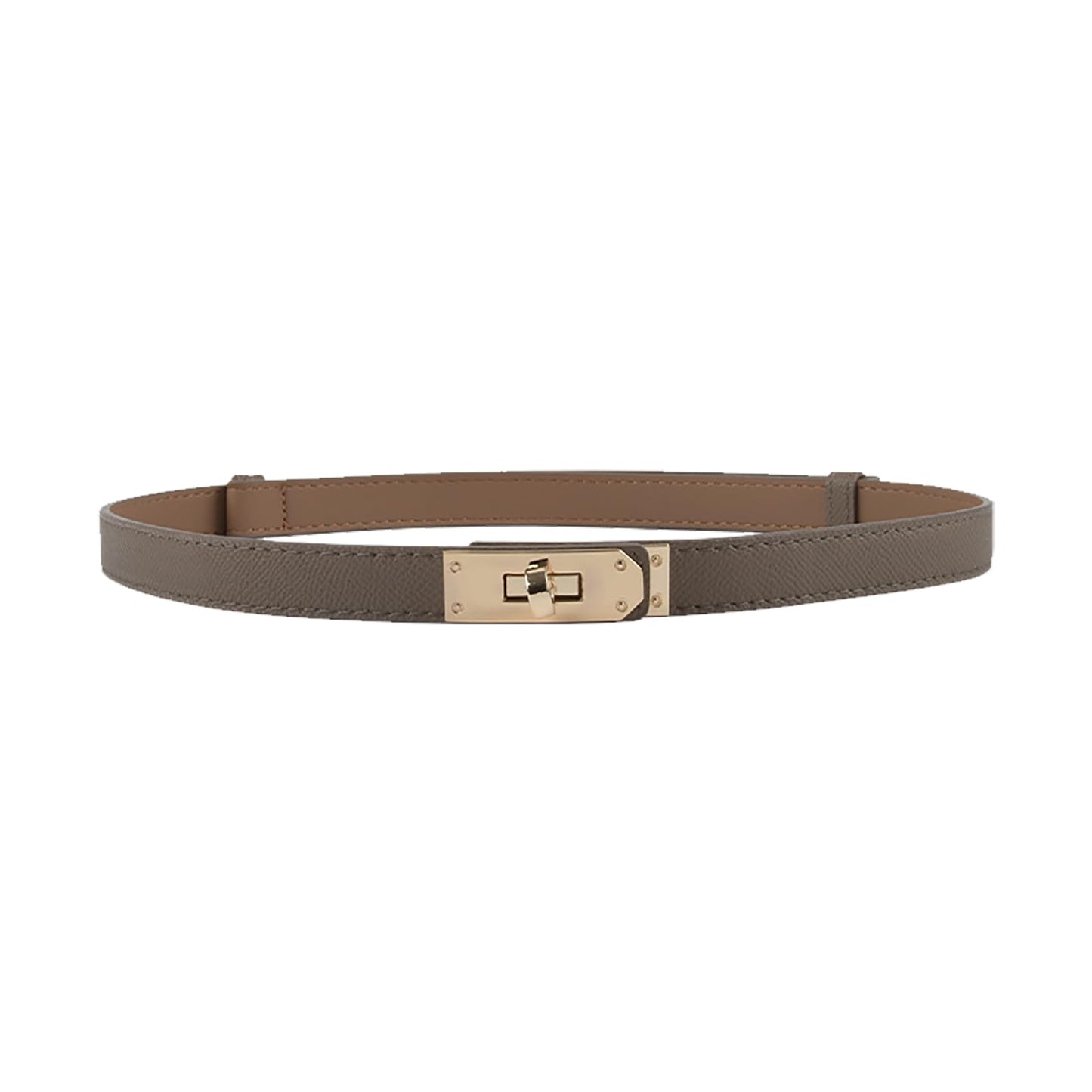 HOTANHAISHUILV Women's Skinny Leather Belt with Adjustable Golden Turn-Lock Buckle - Ideal for Dresses, Jeans, and Coats