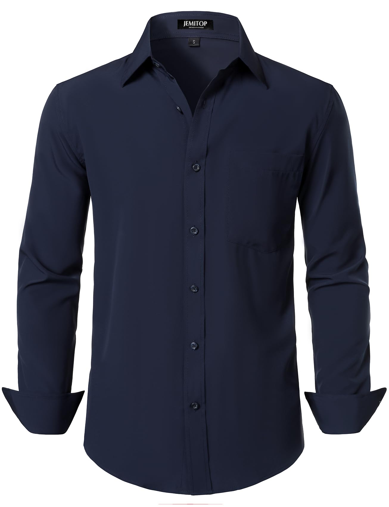 HOTJEMITOP Men Stretch Business Casual Dress Shirts | Regular Fit, Formal, Long Sleeve, Button Down, Tuxedo, Wedding, Prom, with Pocket