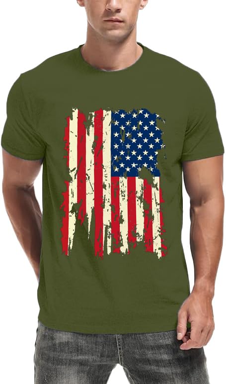 HOTMens Air Force Patriotic Shirts American Flag T-Shirt 4th of July Short Sleeve USA Memorial Day Tee Tops