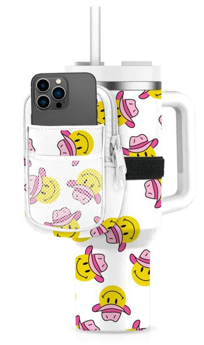HOTKATYDID Tumbler Zipper Pouch and Phone Holder with 3 Pockets - Compact Water Bottle Pouch for Wallet, Keys, and Phone - Premium Tumbler Accessories