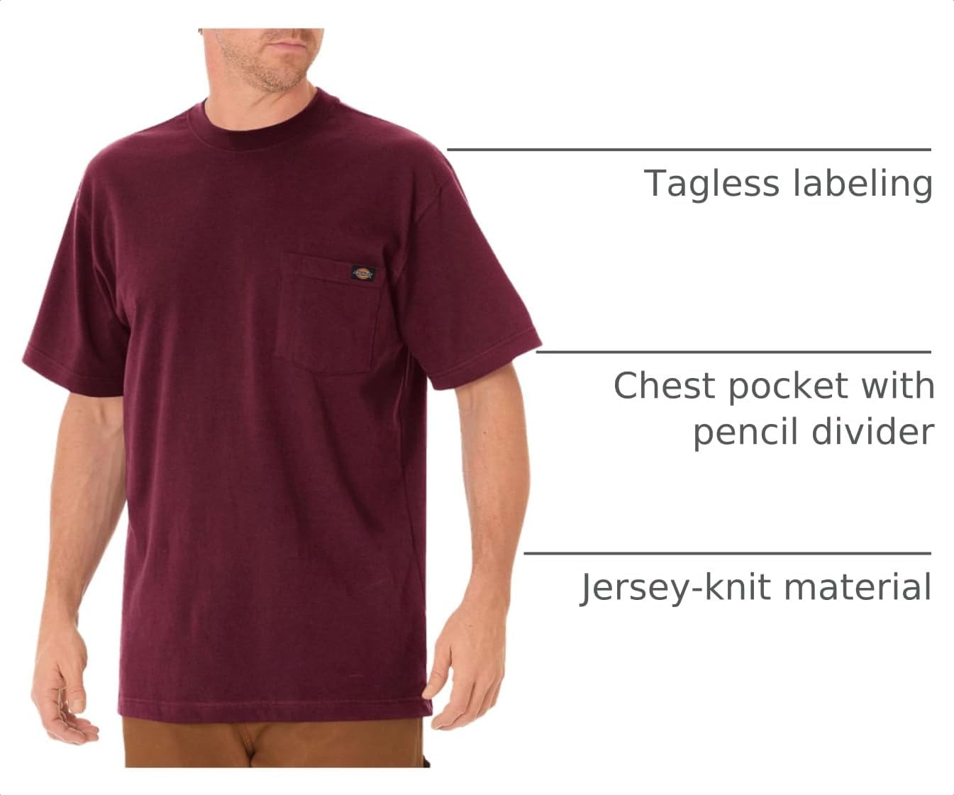HOTDickies Men's Heavyweight Heathered Short Sleeve Pocket T-Shirt
