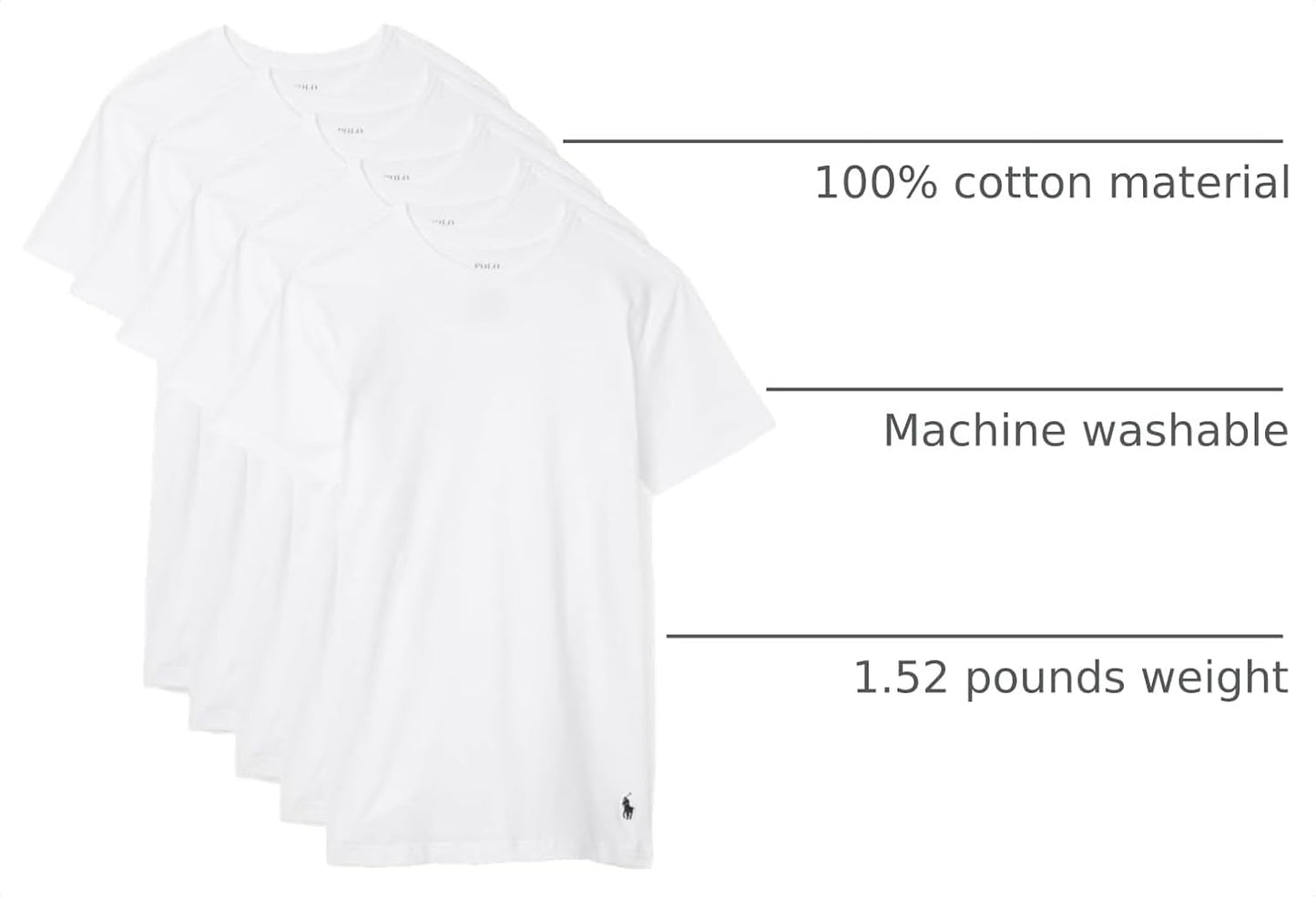 HOTPOLO RALPH LAUREN Slim Fit Undershirt w/Wicking 5-Pack Crews