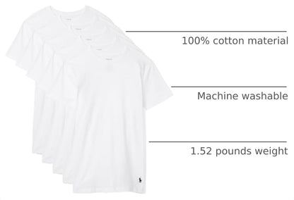HOTPOLO RALPH LAUREN Slim Fit Undershirt w/Wicking 5-Pack Crews