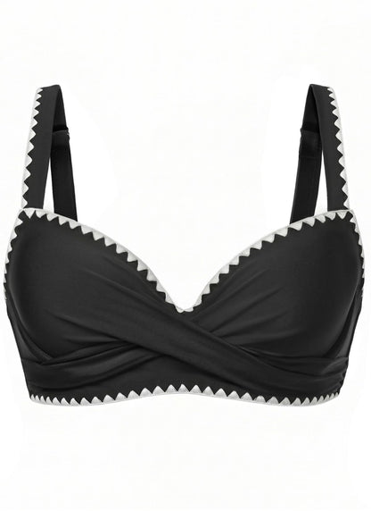 HOTWomen Underwire Bikini Top - Bra Padded Push Up Swimsuit Top | Twist Front Design, Wide Adjustable Straps,Unremovable Cups for Fixed Lift,Full Lining,3-gear Adjustable Hook Closure