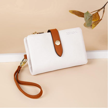 HOTWallets for Women Small Bifold Rfid Leather Ladies Wallets,Compact Wristlet Womens Billfold,Trifold Card Holder with Multi Credit Card Slot Zipper Coin Pocket and Wrist Strap(White)