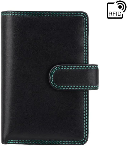 HOTVISCONTI Rainbow Leather Ladies Purse Style RFID Blocking RB51 (Black Rhumba)