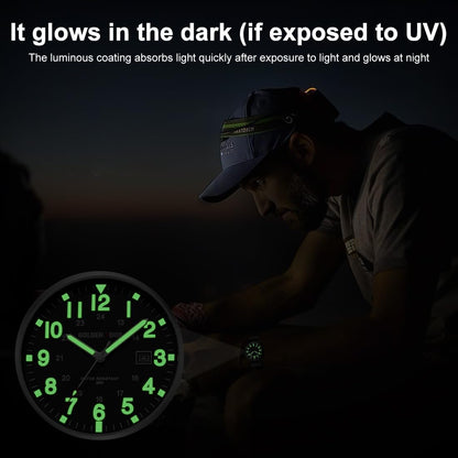 HOTGOLDEN HOUR Men's Nylon Slip-Thru Strap Watch with Military Time Easy Read Dial Glowing Hands