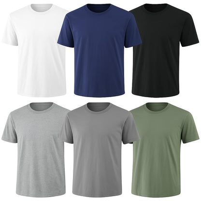 HOT6-Pack Bulk Men’s T-Shirts – Soft Pre-Shrunk Premium Cotton, Short Sleeves, Reinforced Collar, Crew Neck, Casual Fit