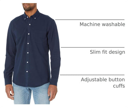 HOTAmazon Essentials Men's Long-Sleeve Pocket Oxford Shirt
