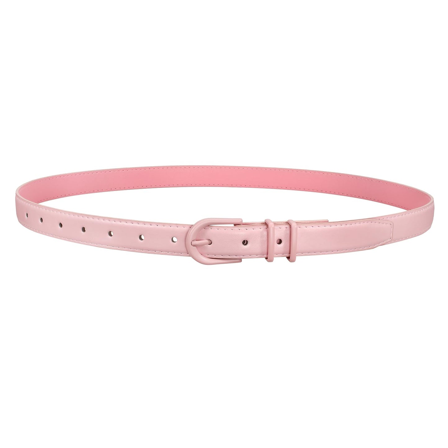 HOTJASGOOD Women Skinny Leather Belt for Jeans Pants Fashion Ladies Thin Belt for Dress with Gold Single Prong Buckle