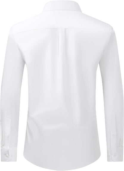 HOTAlimens & Gentle Men's Dress Shirt Regular Fit Stretch Stain Shield Long Sleeve Solid Business Wedding Button Down Shirts