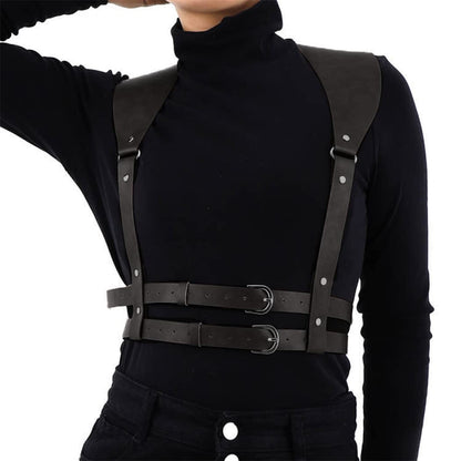HOTBODIY Punk Women Waist Belts PU Leather Fashion Body Chain Belt Circle Rave Halloween Accessories Belt Adjustable Gothic