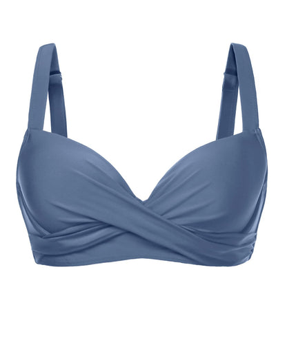 HOTWomen Underwire Bikini Top - Bra Padded Push Up Swimsuit Top | Twist Front Design, Wide Adjustable Straps,Unremovable Cups for Fixed Lift,Full Lining,3-gear Adjustable Hook Closure