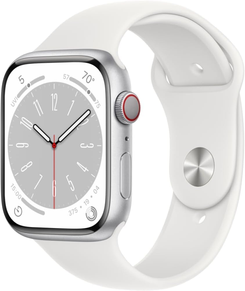 HOTApple Watch Series 8 (GPS + Cellular, 41MM) Gold Stainless Steel Case with Starlight Sport Band - S/M (Renewed)