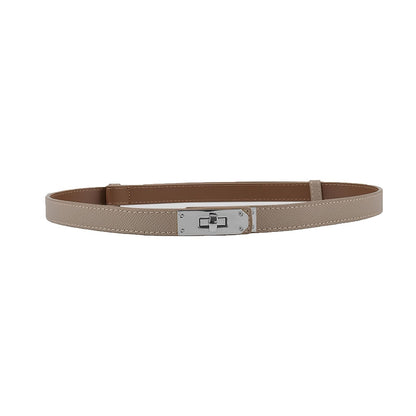 HOTFENLDY Adjustable Thin Belts For Womens Skinny Belts For Dresses Womens Solid Color Alloy Turn Lock Belts For Jeans