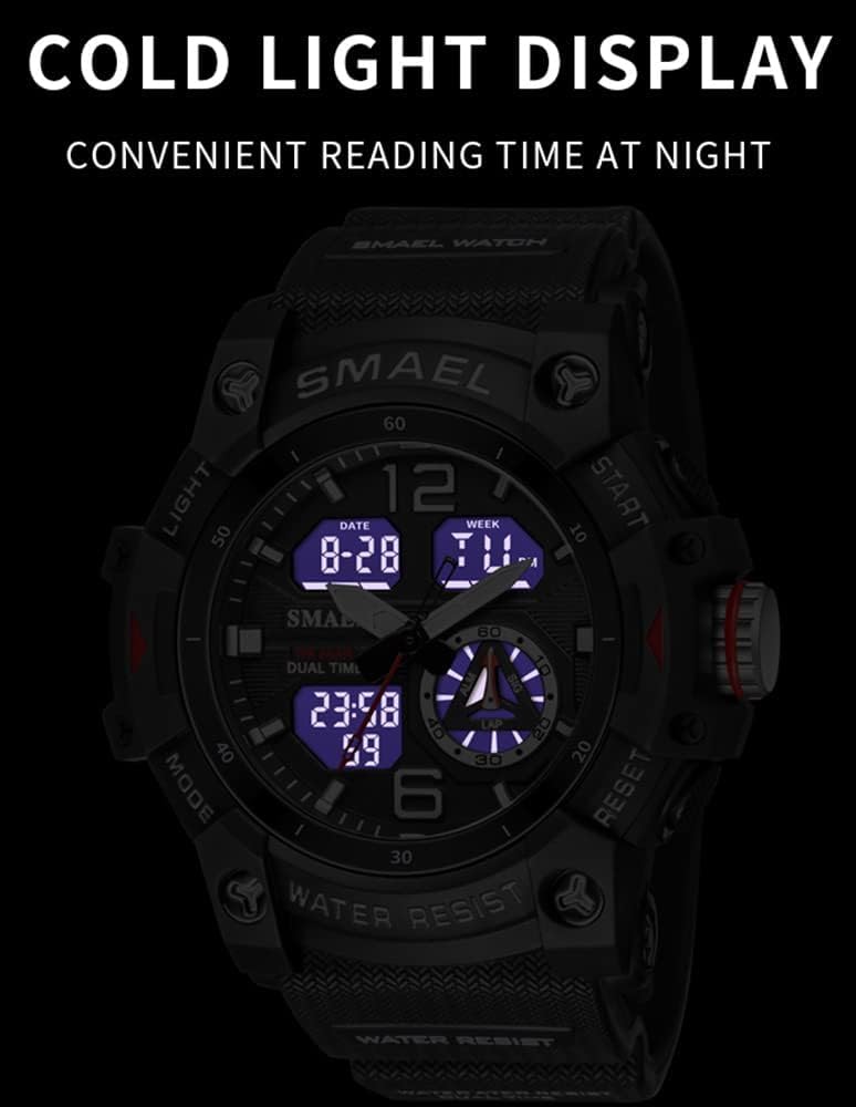 HOTGosasa Men's Large Face Outdoor Sports Watches Military S-Shock Watch Waterproof, Backlight, Alarm, Stopwatch Features - Rugged Wristwatch for Training, Hiking, and Adventure