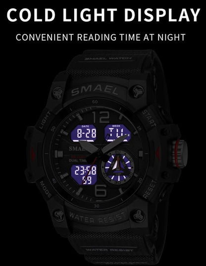 HOTGosasa Men's Large Face Outdoor Sports Watches Military S-Shock Watch Waterproof, Backlight, Alarm, Stopwatch Features - Rugged Wristwatch for Training, Hiking, and Adventure