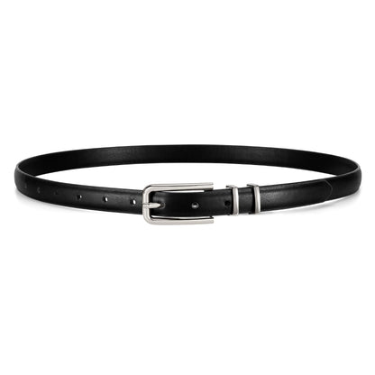 HOTJASGOOD Women's Skinny PU Leather Belt Thin Waist Belt with Gold Buckle for Jeans Pants Dresses 0.7