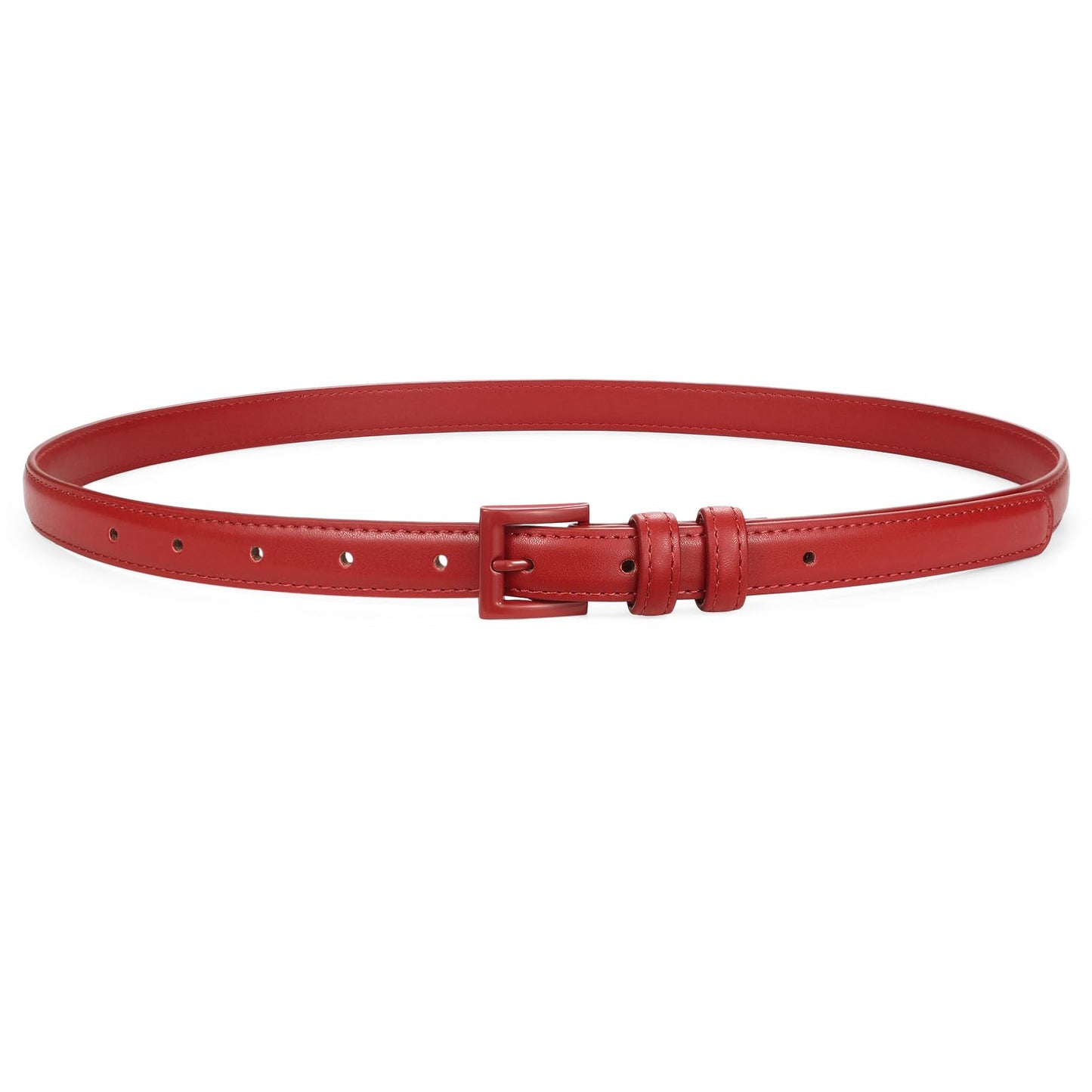 HOTSUOSDEY Women Skinny Belt for Jeans Dresses Candy Color Thin Waist Belt with Square Buckle 0.7" Width