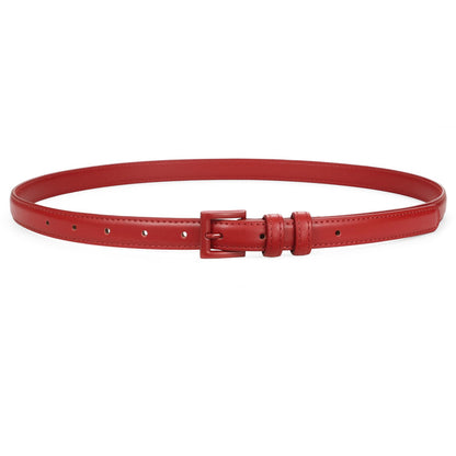 HOTSUOSDEY Women Skinny Belt for Jeans Dresses Candy Color Thin Waist Belt with Square Buckle 0.7" Width