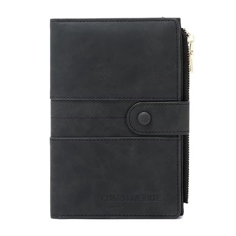 HOTMudono RFID Blocking Slim Passport Wallet, Travel Document Organizer | Vegan Leather Passport Holder for Women and Men, Travel Credit Card Case with ID Window, Zipper Pocket and Pen Holder