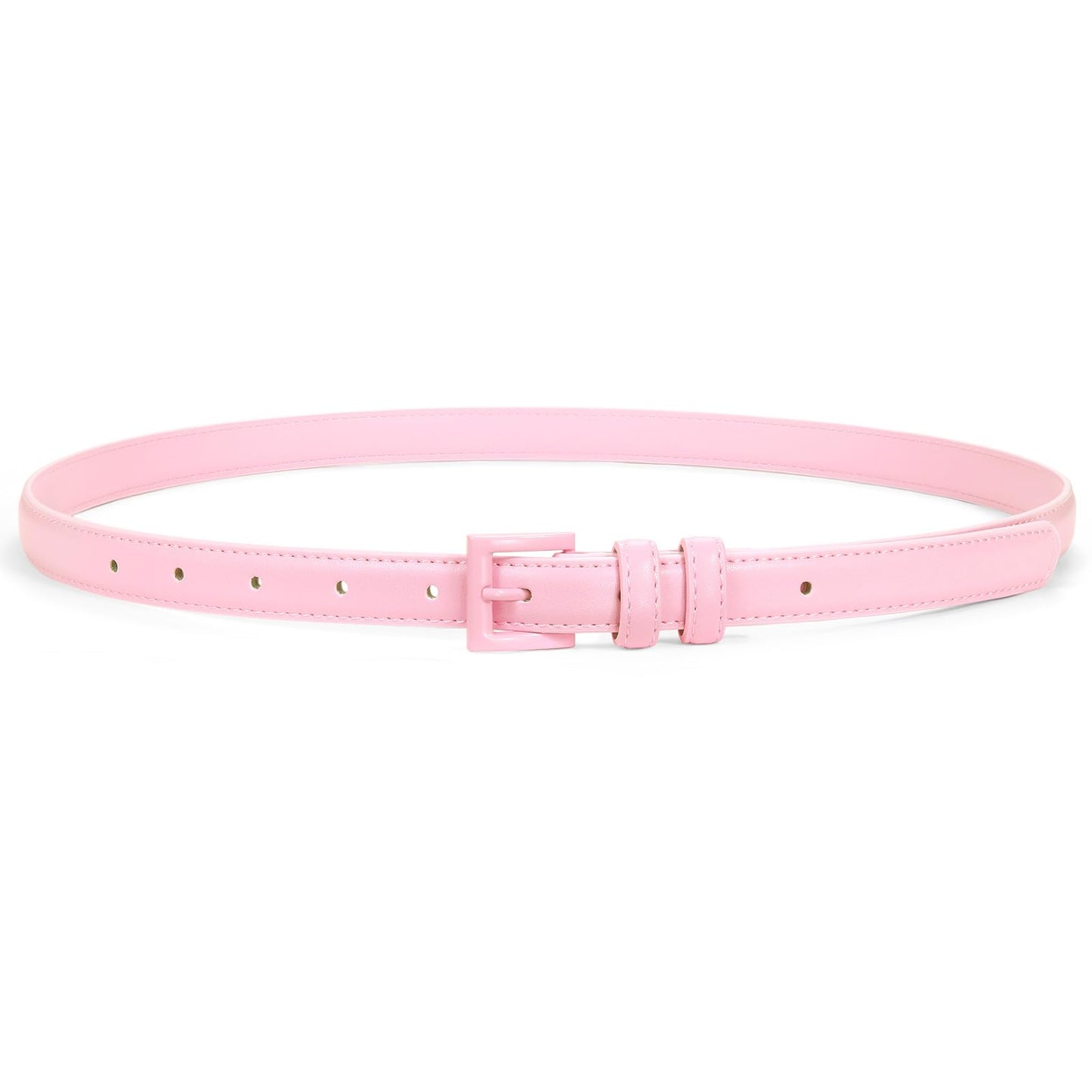 HOTSUOSDEY Women Skinny Belt for Jeans Dresses Candy Color Thin Waist Belt with Square Buckle 0.7" Width