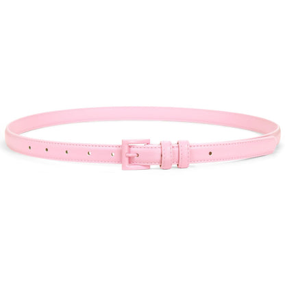 HOTSUOSDEY Women Skinny Belt for Jeans Dresses Candy Color Thin Waist Belt with Square Buckle 0.7" Width