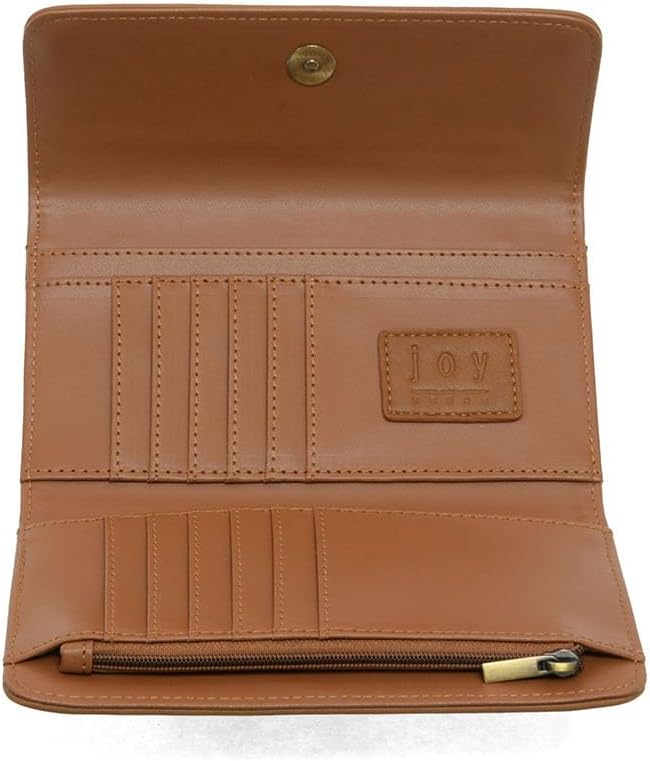 HOTJoy Susan Womens Vegan Leather Marnie Mini Tri-Fold Wallet - Saddle