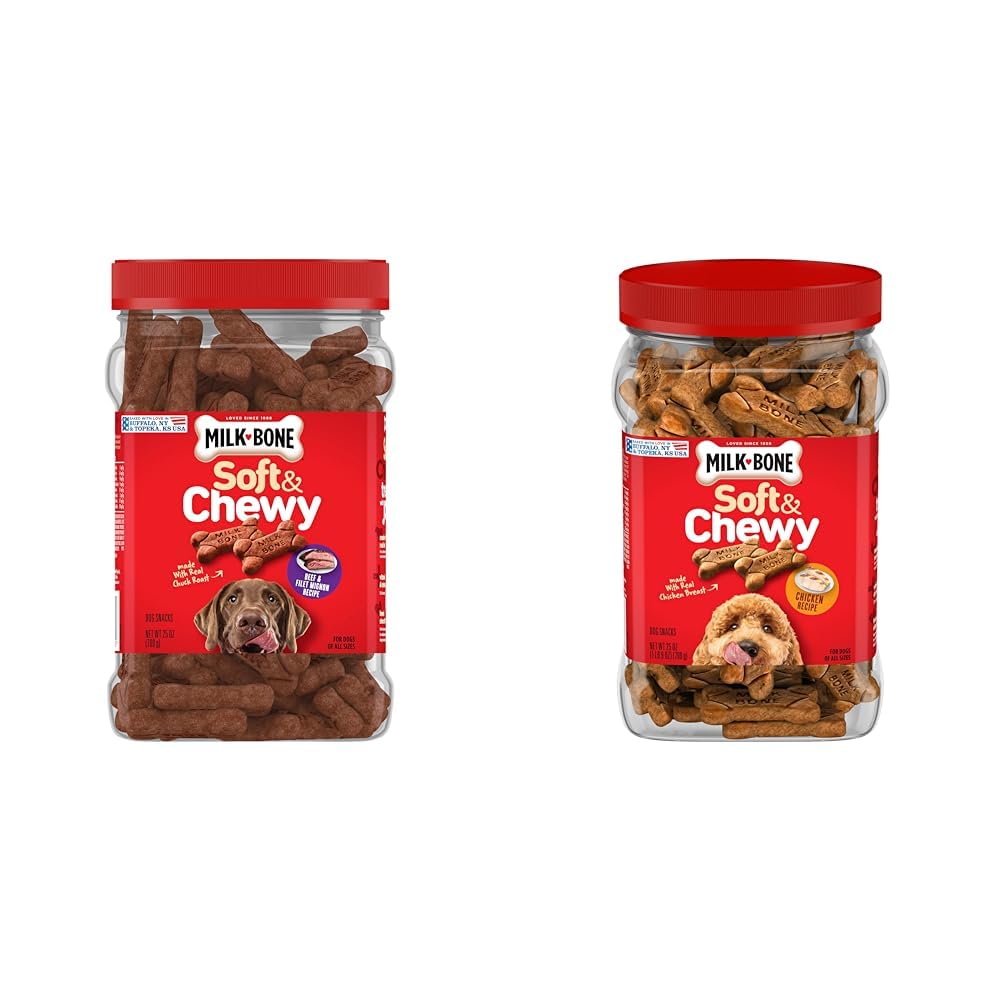 HOTMilk-Bone Soft & Chewy Dog Treats, Made with Real Bacon, 25 Ounce Canister