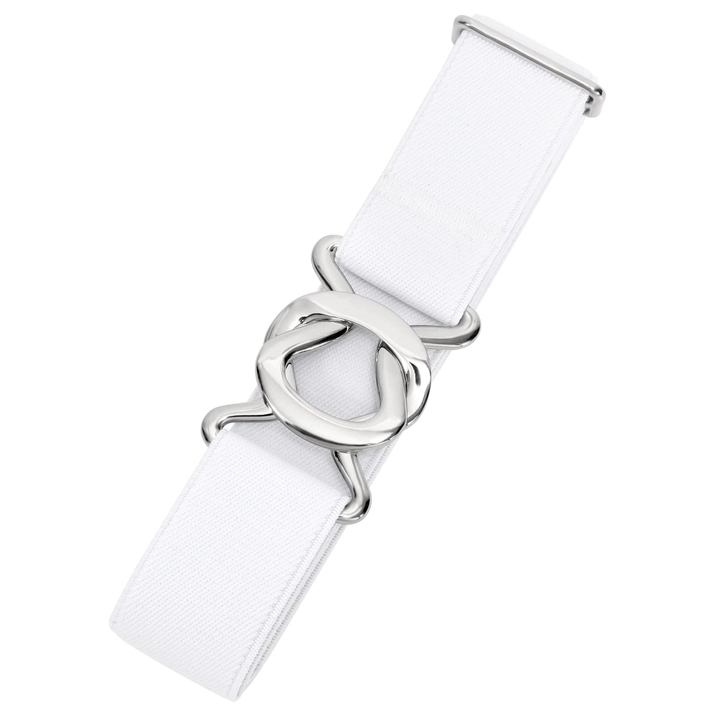 HOTJASGOOD Women No Show Stretch Belt Adjustable Elastic Web Belt with Flat Buckle for Jeans Pants Casual Belts