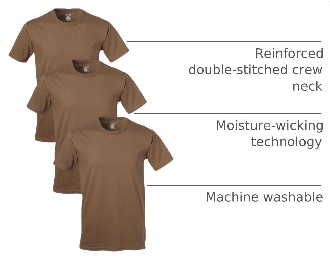 HOTSoffe Men's Military Soft Ringspun Cotton T-Shirt, 3 Pack